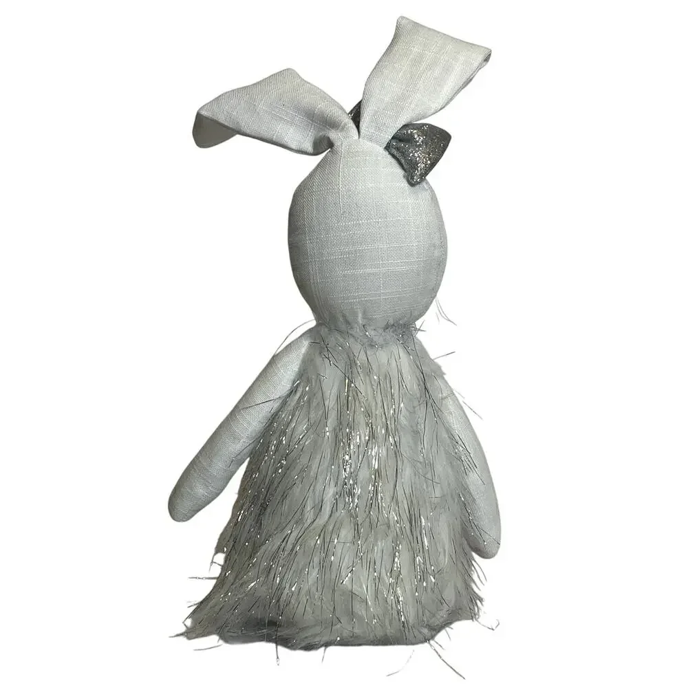 Holiday White Ballerina Bunny Silver Plush Medium Size